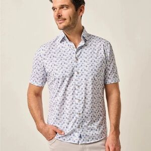 Johnnie-O  Mendocino Hangin' Out Palm Tree Print Short Sleeve Button Up Shirt
